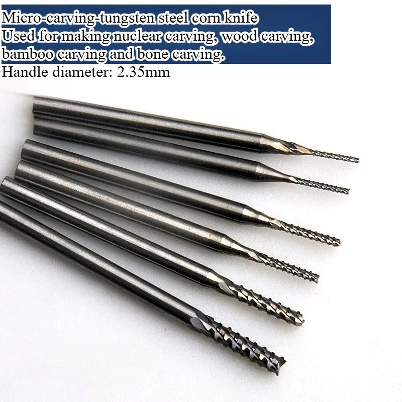 2.35mm Shank Tungsten Carbide Rotary Burr, Electric Engraving Bit, Dental Handpiece Grinding Tool for Wood Nut Carving Cutting