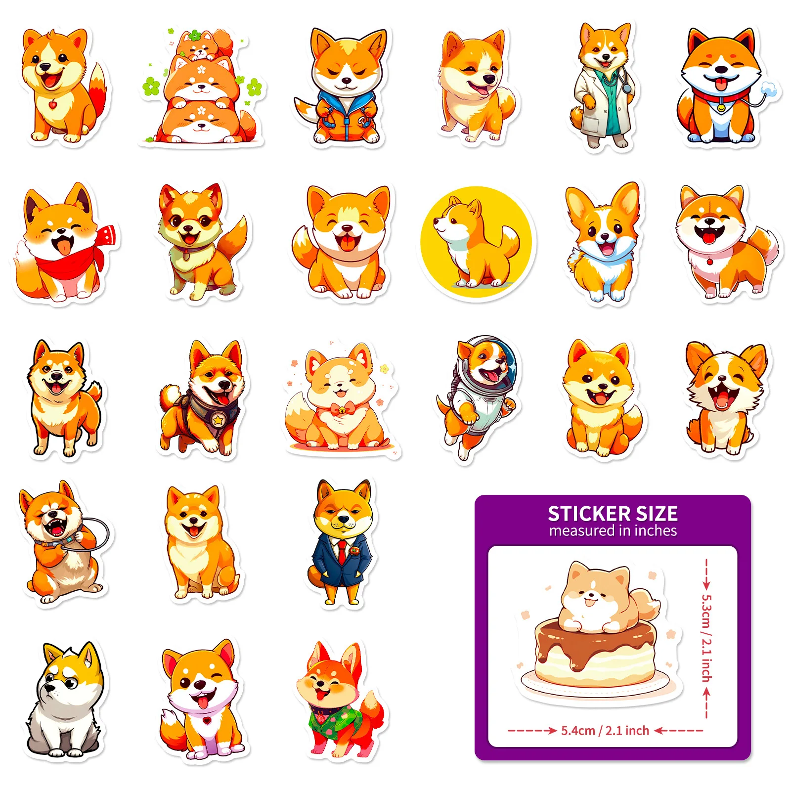 50 pcs/set Kawaii Shiba Inu Cartoon PVC Waterproof Stickers Scrapbooking Diy Journal Stationery Gift Cute Sticker Gift Prizes