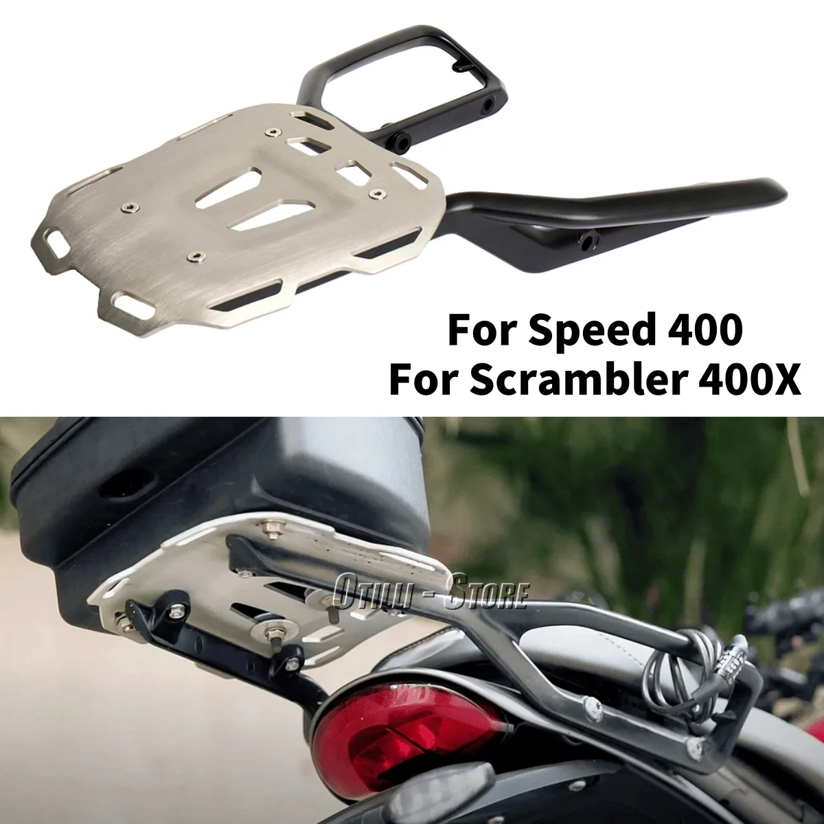 

Motorcycle Rear Luggage Rack For Triumph Speed 400 Scrambler 400X 2024 2025 Cargo Top Case Support Storage Box Carrier Bracket