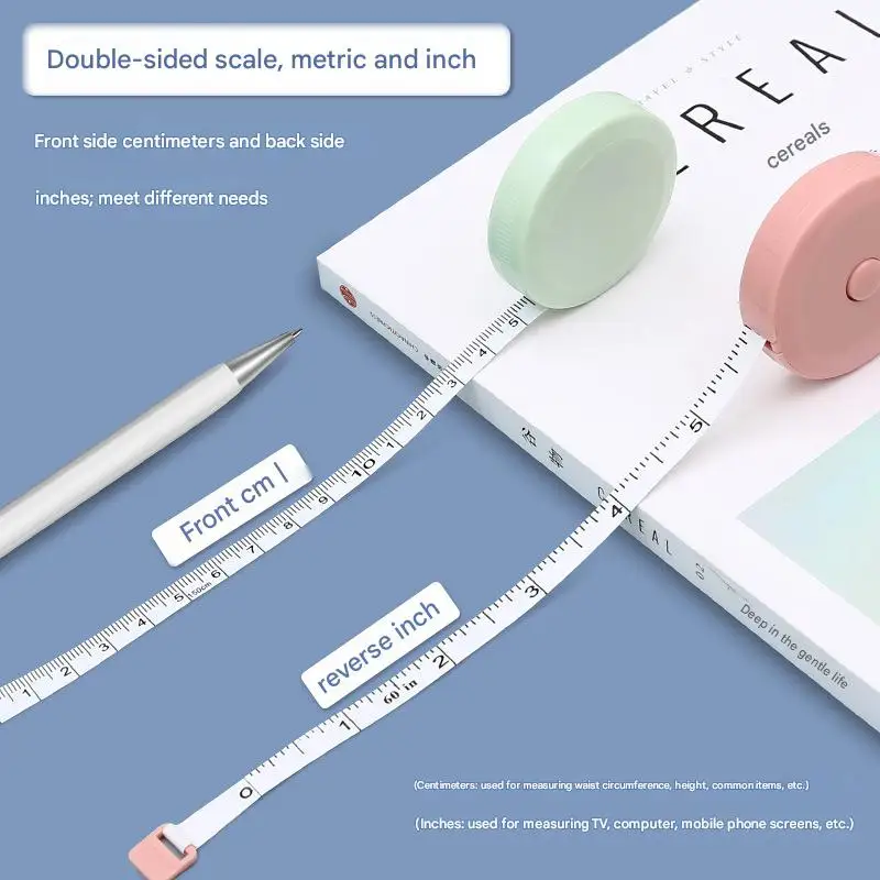 Mini ruban à mesurer de 2m, règle souple portable, mesure précise multifonction pour hauteur et trois mesures, ruban rétractable