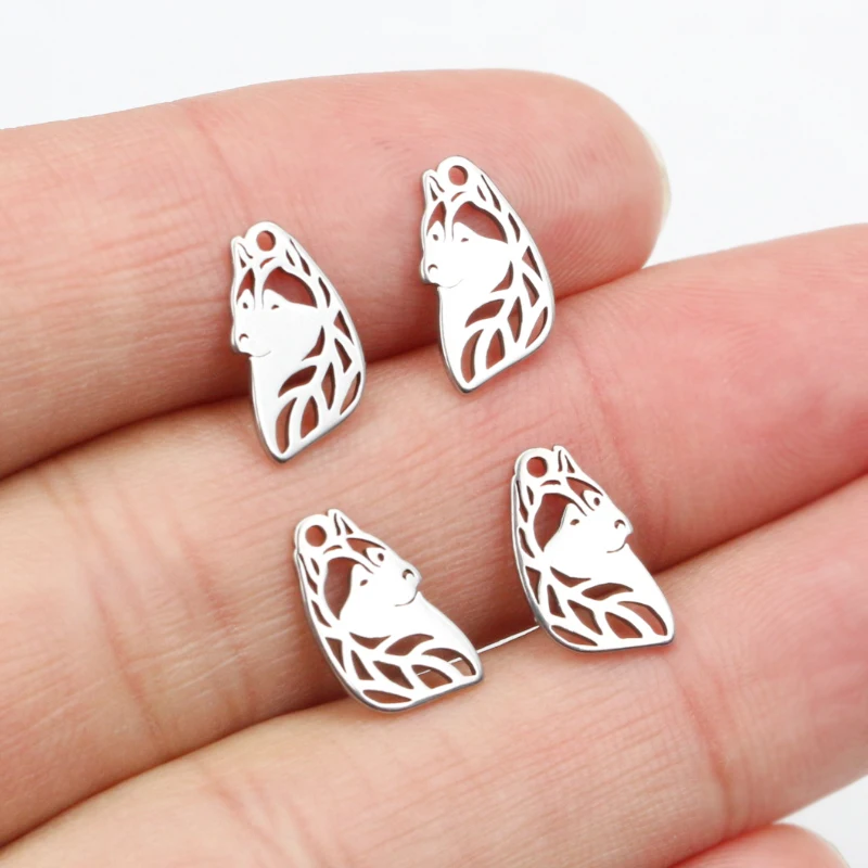 30pcs 13x7mm No Fade Charms 316 Stainless Steel Wolf Head Charms pendant Jewelry Making Accessories DIY for necklace bracelet