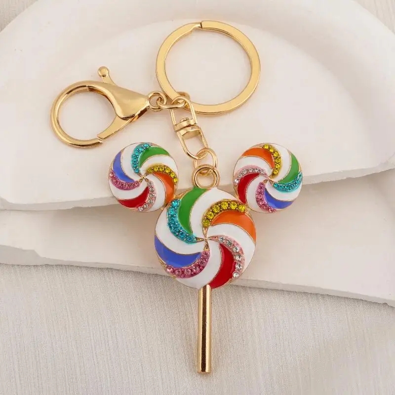 Lollipop-Taschenanhänger, süßer Regenbogen-Bonbon-Patchwork, niedlicher Strass-Anhänger, kreativer Anhänger für Rucksack, kleines Geschenk für Teenager – Detail 3