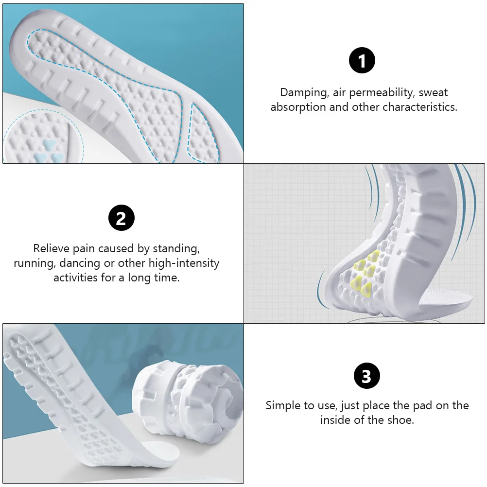 

High-quality Breathable Insoles 43 Sizes Anti-skid Forefoot Cushions Damping Sweat-absorption Memory Support Shoe Inserts Pain