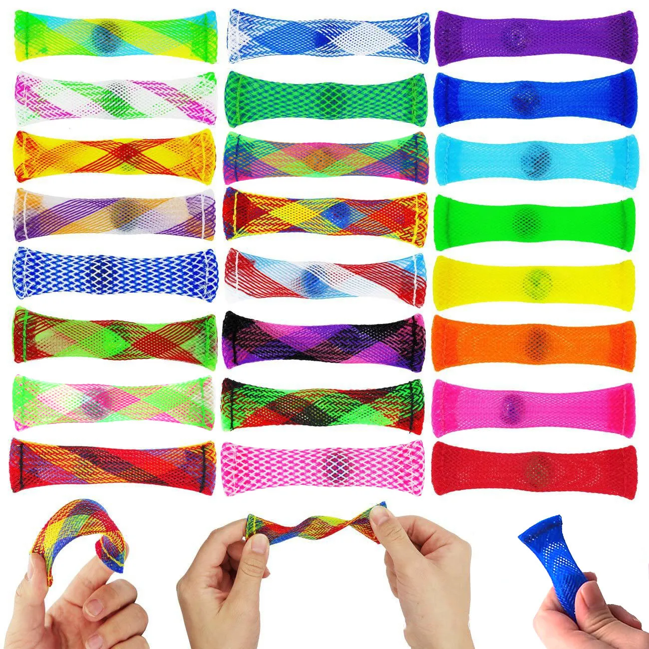 

20PCS Braided Mesh Easy Bend with Marble Sensory Marbles Ball Autism ADHD Anxiety Therapy Toy Stress Relief Hand Fidget Toys