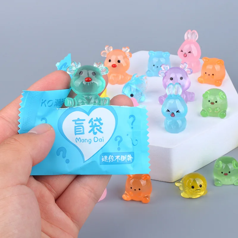 New 1-50PCS Cute Mini Simulation Animal Blind Box Toys Action Surprise Tide Play Figures Guess Cartoon Blind Bag Luminous Model