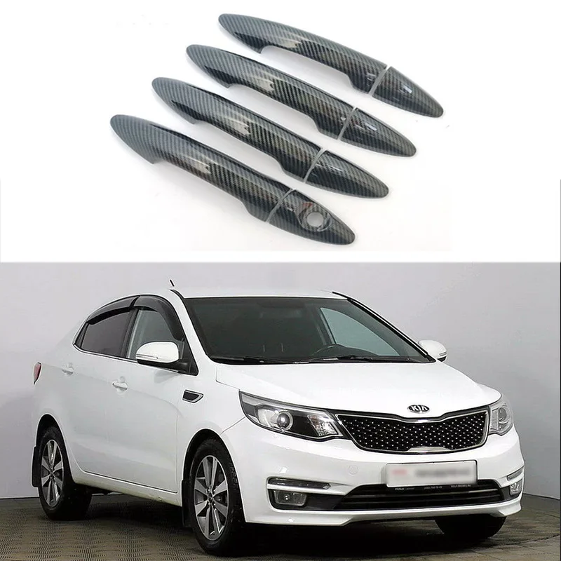 

Gloss Black Door Handle Cover Sticker Trim For kia Rio3 K2 2011-2016 car Sticker Exterior Parts Accessories