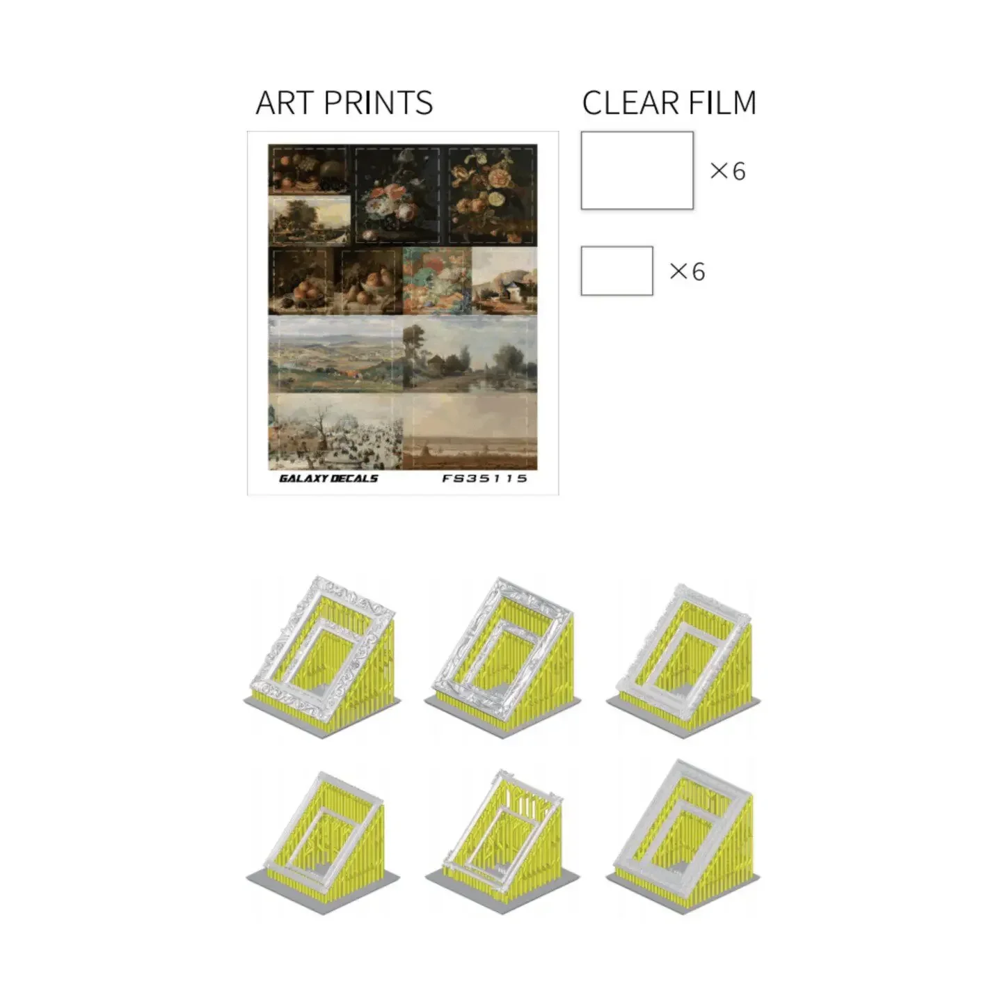 Galaxy FS35115 1/35 12 Pcs Vintage Photo Frame Decor Resin Miniature Scene Accessories for Model Building