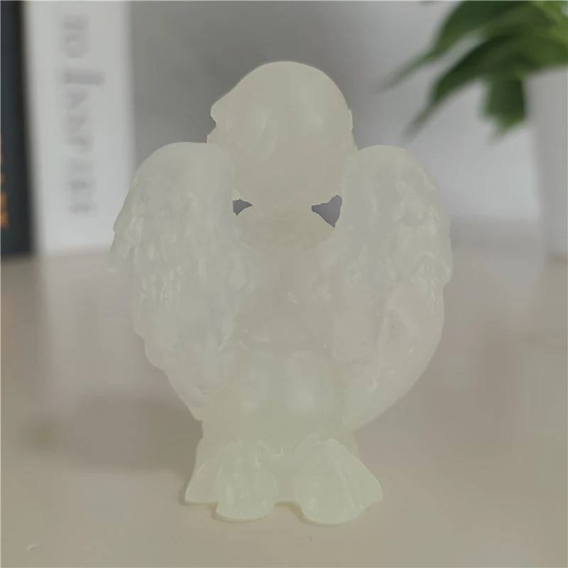 Glow in Dark Cute Resin Fairy Girl Angel Figurine Peaceful Prayer Angels Statues Man-made Jade Stone Ornaments Home Decorative view 5