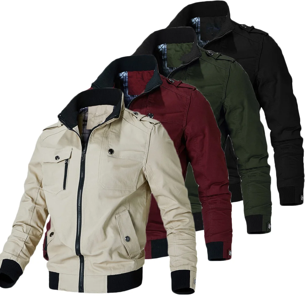 

Men's Work Jackets Motorcycle Casual Windbreaker 2Pcs Bomber Jacket Spring Autumn Lightweight Outdoor Sports Solid Stand Coats