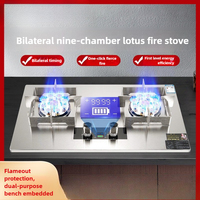 5.2KW Gas Stove Household Stainless Steel All-copper Gas Stove Double Stove with Double Nine Cavities with Timing