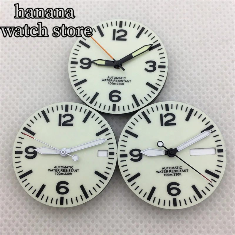 قرص مضيء بالكامل بكلتا اليدين ، قرص أبيض وأسود ، حركة خضراء ، 29 ، NH34 ، NH35 ، NH36