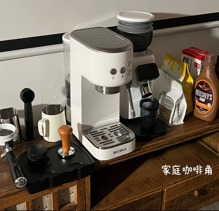 Cafetera de 220V Petrus, cafetera exprés compacta con Espumador de leche para uso doméstico DW