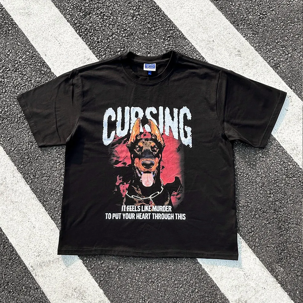 

Big Tongue Dubin Loose Short Sleeve T-Shirt Quality Assurance Real Shot by Wang's Ten Year Old Store Versatile Casual Wear