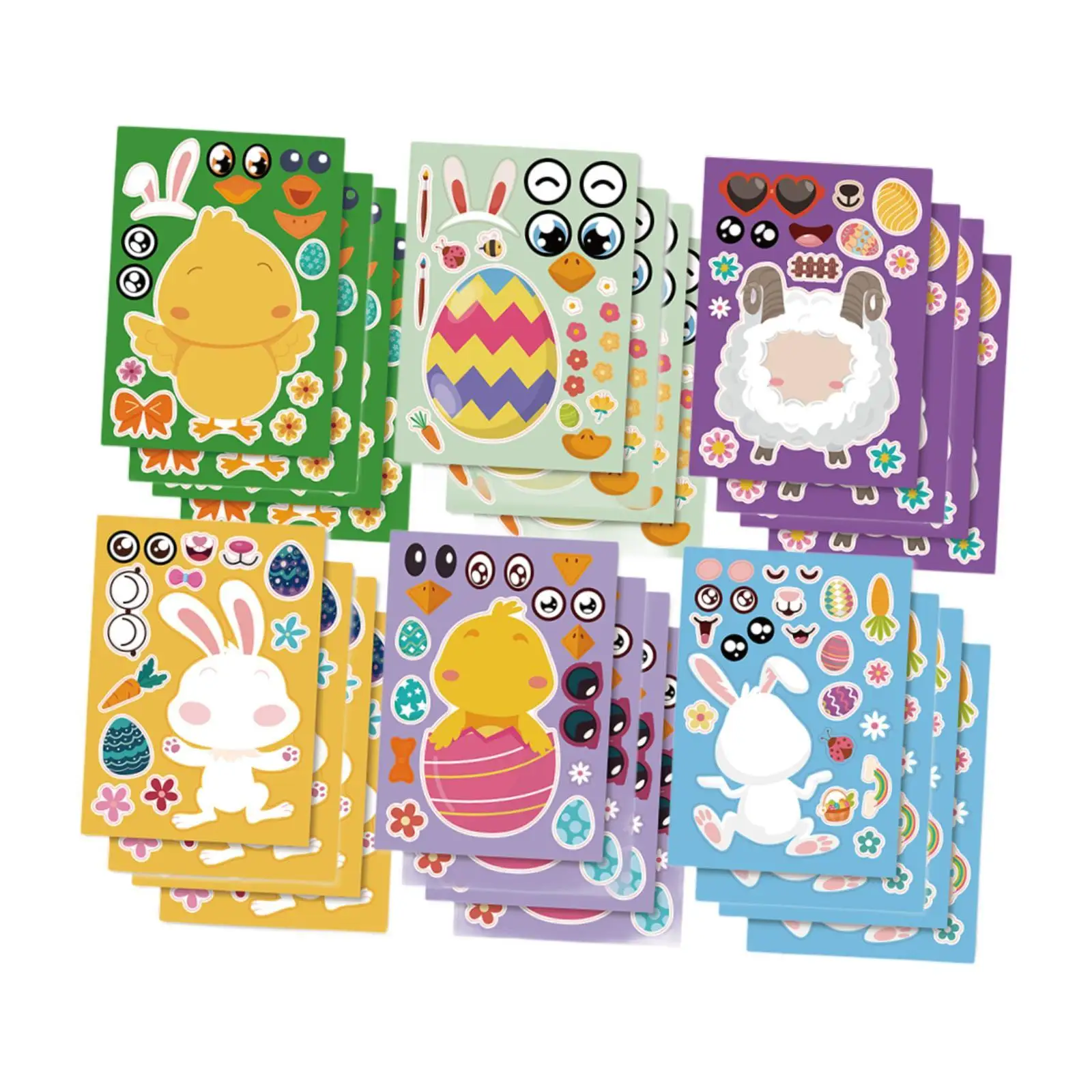 24x Easter Game Stickers Ornaments Decoration Wall Stickers Make A Face Stickers for Card Making Birthday Party Favors Children