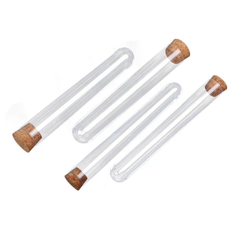 10pcs/pack 12x60 Mm Transparent Laboratory Transparent Plastic Test Tube Vial with Push Cap School Laboratory Equipment Supplies