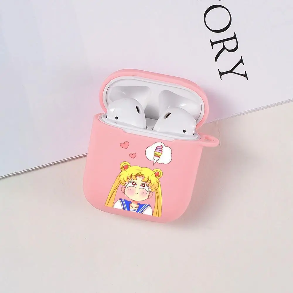 Capa de Silicone Sailor Moon para Airpods, Capa Rosa para Air Pods Pro 2, 3, Fofone de Gato Bonito, Gatos Anime Japão