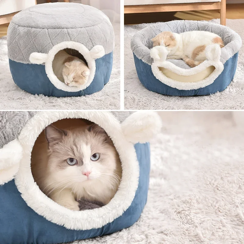 Collapsible Fleece Cute Pet Supplies Puppy Kitten Nest Kennel Winter Warm Soft Sleeping Bed Cushion House for Small Dog Cat