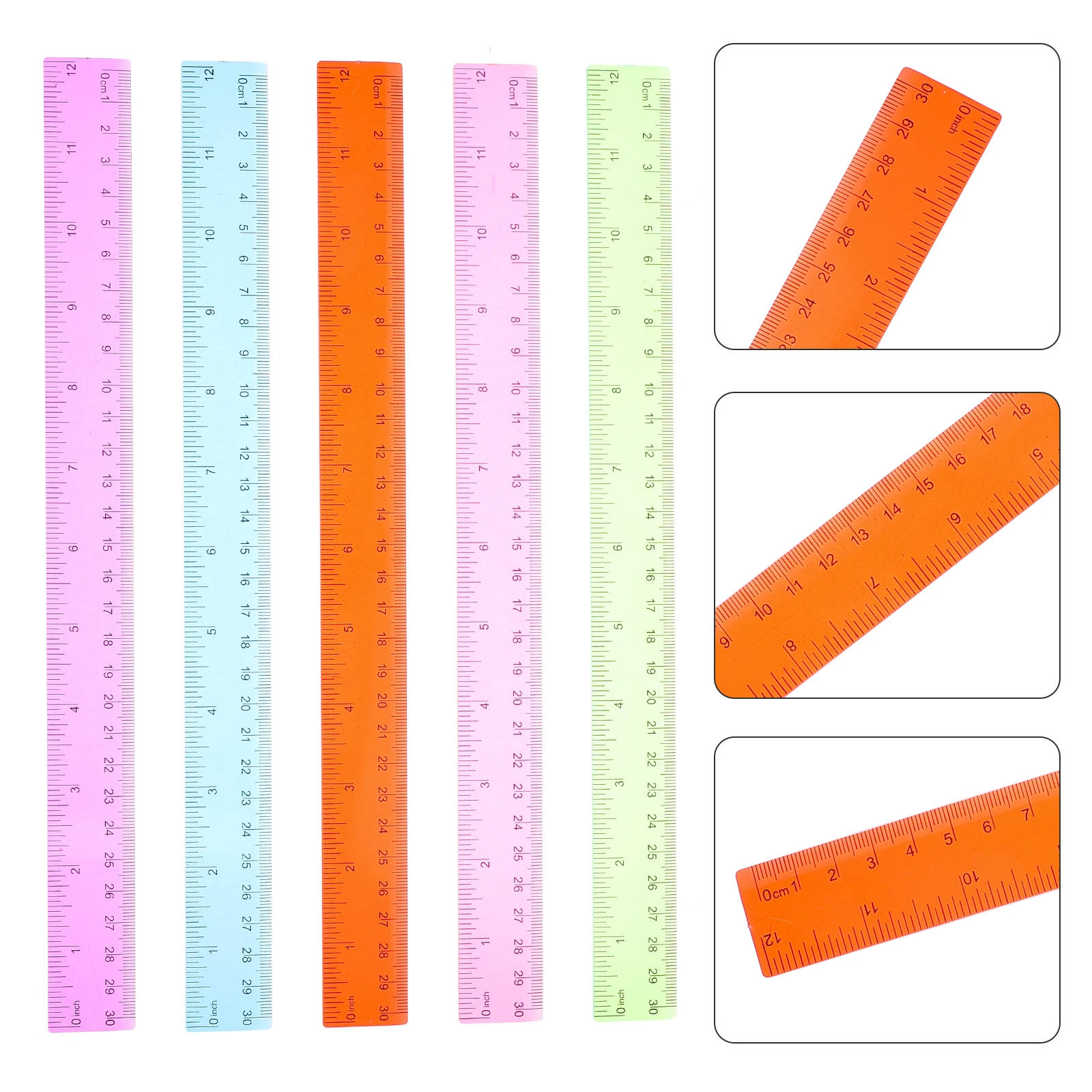 5pcs Colored Soft Ruler Kids Plastic Bulk For School Flexible Lightweight Measuring Rulers Classroom Home Office Supplies