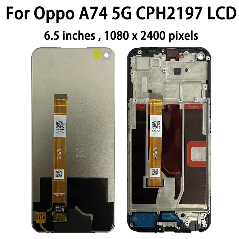 6.5\'\' High Quality For OPPO A74 5G LCD Display With Frame Touch Screen Digitizer Assembly CPH2197 CPH2263 Display Replacement