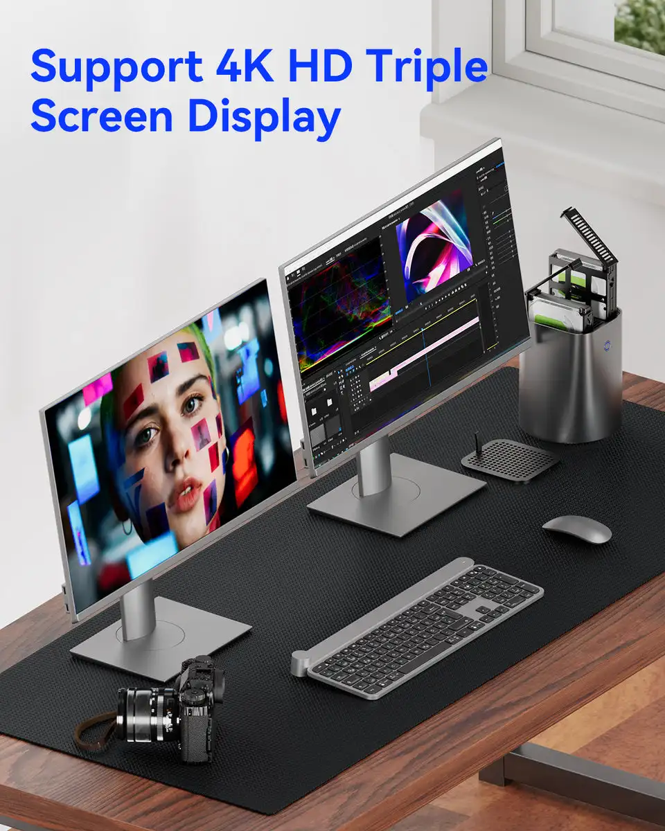 NASミニPC N100、Ryzen 7 5825U搭載、2ベイDDR4 M.2 NVMe SSD、2.5Gイーサネット、WiFi6、2x 2.5/3.5インチHDD、RAID対応、Windows 11対応