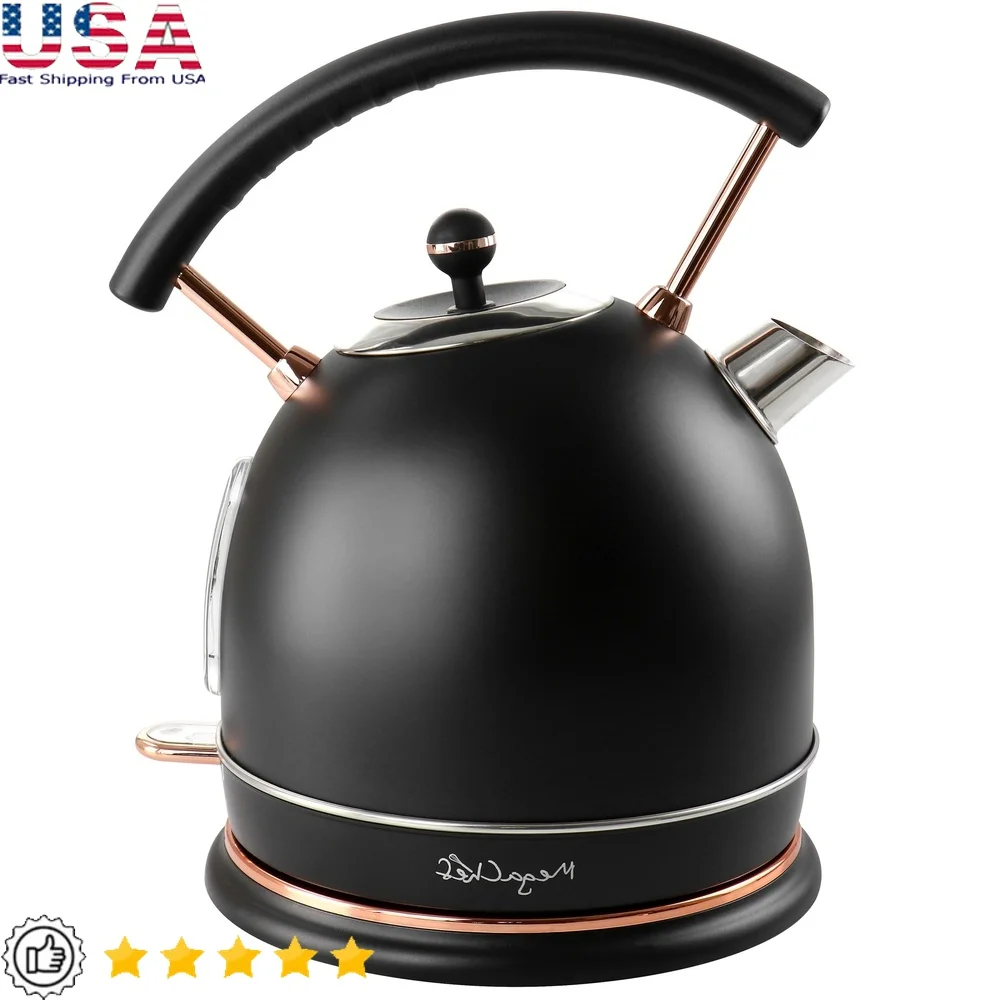 1.8L غلاية شاي كهربائية ريترو ستايل الفولاذ المقاوم للصدأ يغلي الحماية الجافة اللاسلكي تخدم مؤشر مستوى المياه مرشح قابل للإزالة