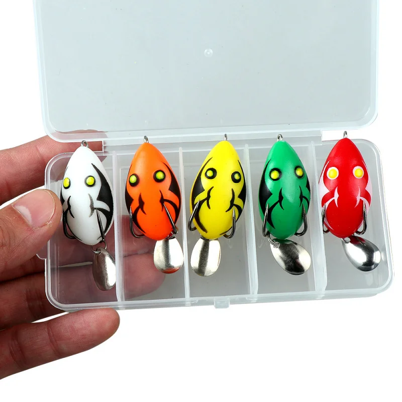 

Набор из 5 цветных мини-приманок-лягушек в тайском стиле, 4 см/5 г, с блестками, плавающие, специально разработаны для ловли черной рыбы