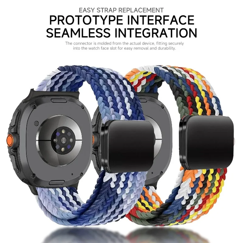Magnetic Braided Strap for Samsung Galaxy Watch 8 40 44mm 8 Classic Nylon Sport Band for Galaxy 8 Classic 46mm Colorful Bracelet