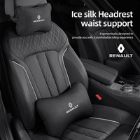 Ice Silk Car Headrest Neck Pillow Waist Support For Renault ZOE QM6 Austral Kardian Rafale Kangoo Arkana Clio Koleos Megane Espa