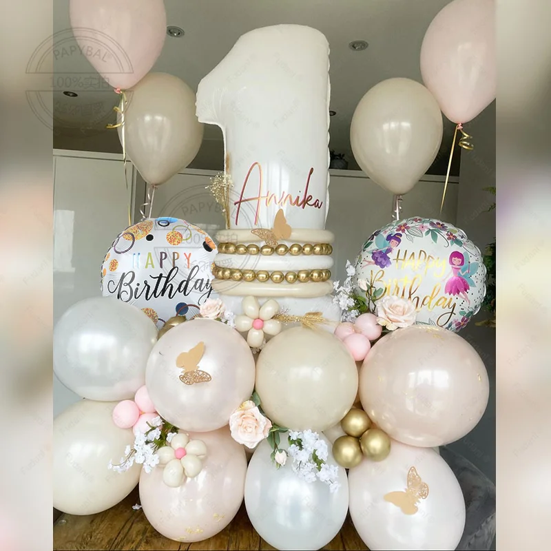 

78Pcs Pink Theme Latex Balloon with 3D Butterfly Stickers Number 1-9 for Wedding Valentine's Day Children's Birthday Decoration