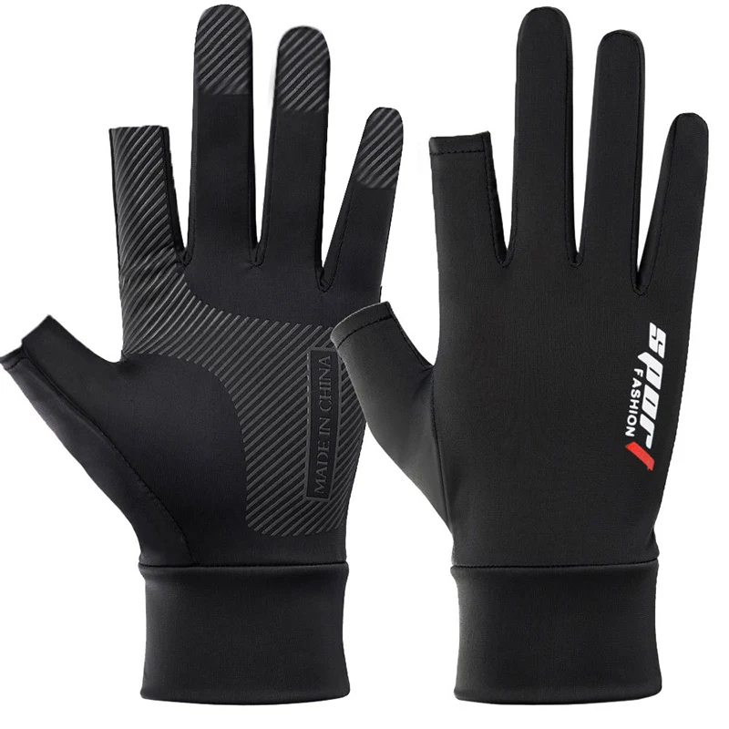 Non-Slip Quick Drying Two Finger Soft Gloves For Outdoor Sports Cycling Fishing Fitness Driving Gym Bike Work Sunscreen