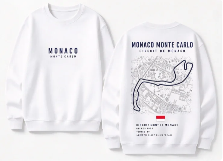 2026 Unisex round-neck hoodie with track map letter print, loose-sleeved long-sleeved pullover shirt for streetwear top.