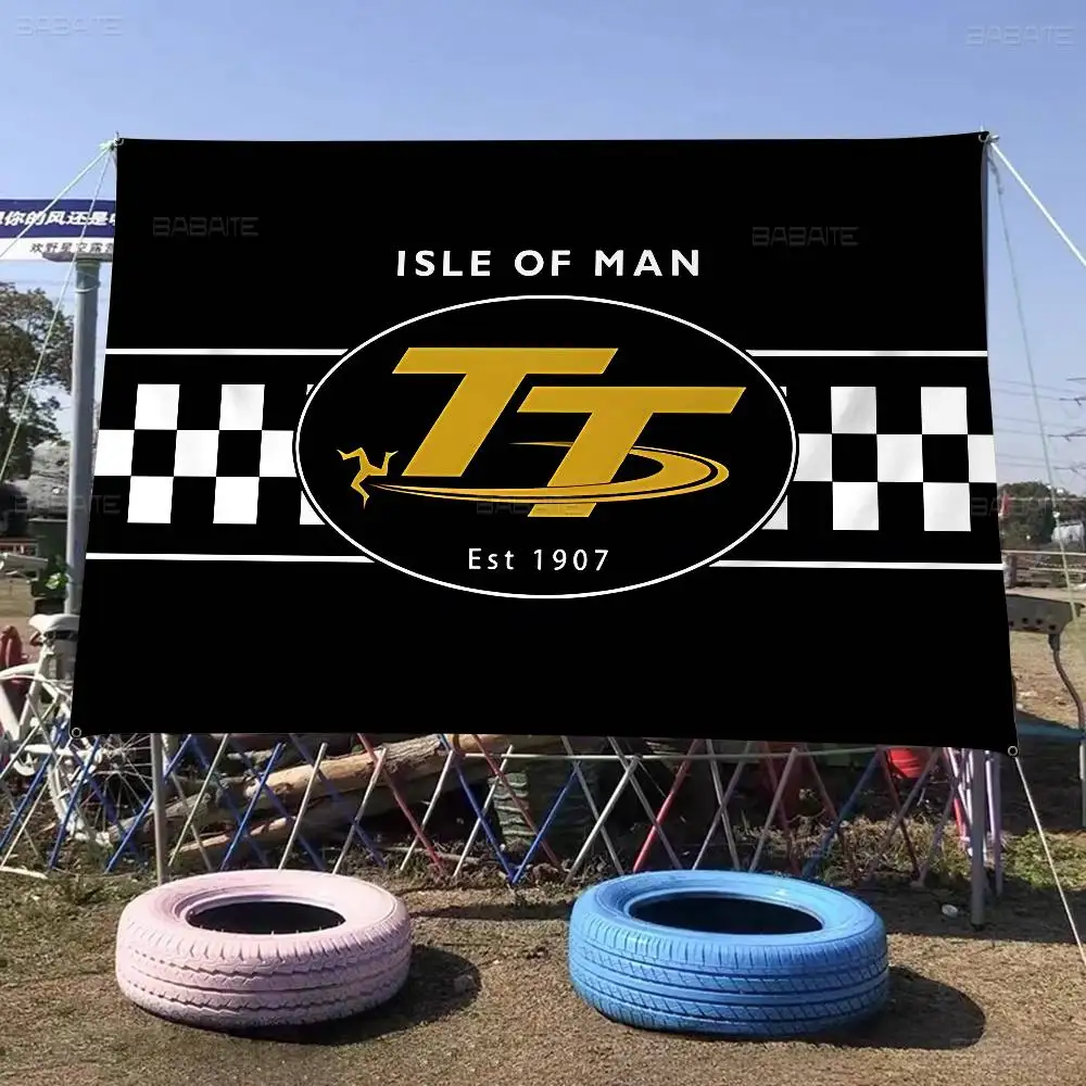 Motorcycle I-Isle Of Man TT Large Size Flags Printing Patterns Interesting Birthday Party Decorations Banner