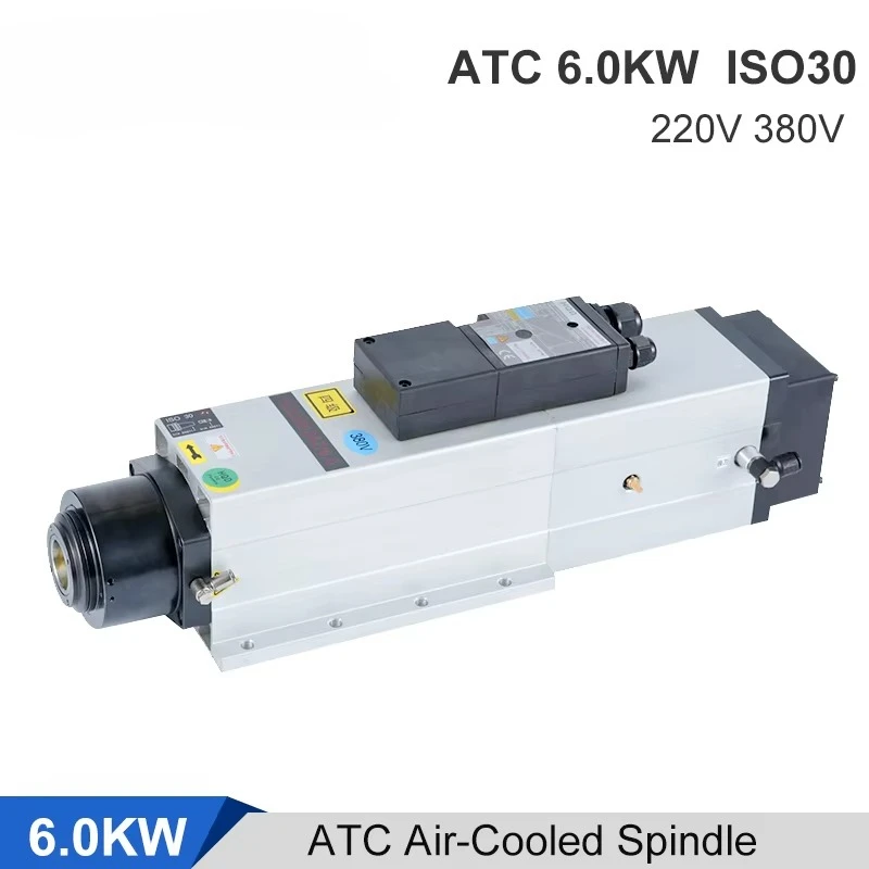 6.0KW Air Cooled ISO30 ATC CNC Spindle Motor HQD GDL60-24Z/6 CNC Power Head for Woodworking & Metal Engraving