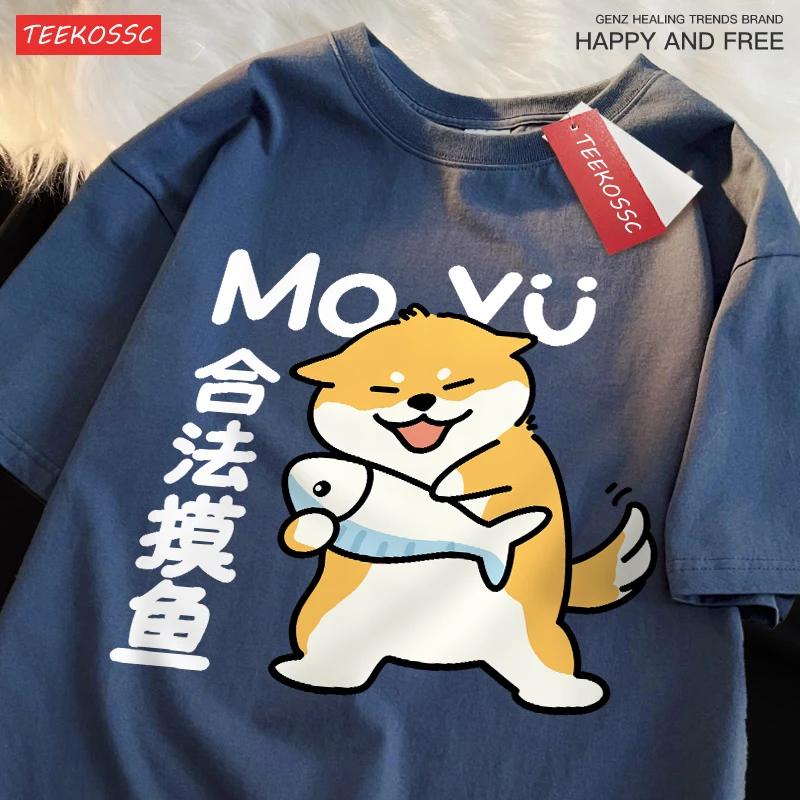 Working Shiba Inu Legitimate Laziness Cotton Women T-Shirts Cartoons Printing Tops Loose O-Neck Comfortable Tees Woman Clothes