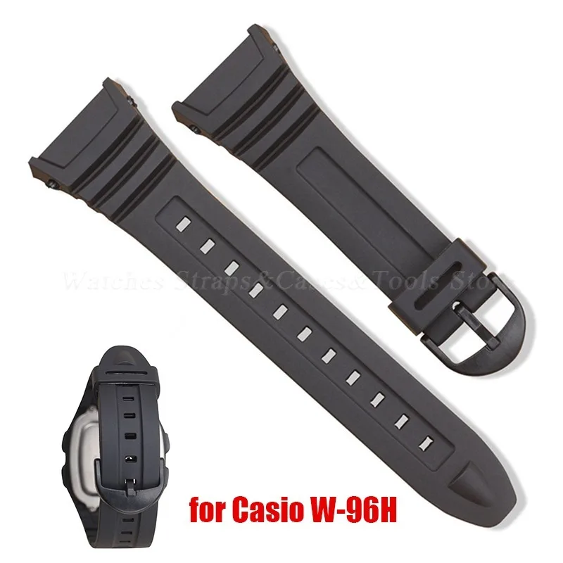 18mm Rubber Silicone Watch Strap for Casio W-96H W-96H-1AV Waterproof Universal TPU Sport Belts Men Women Bracelet Accessories