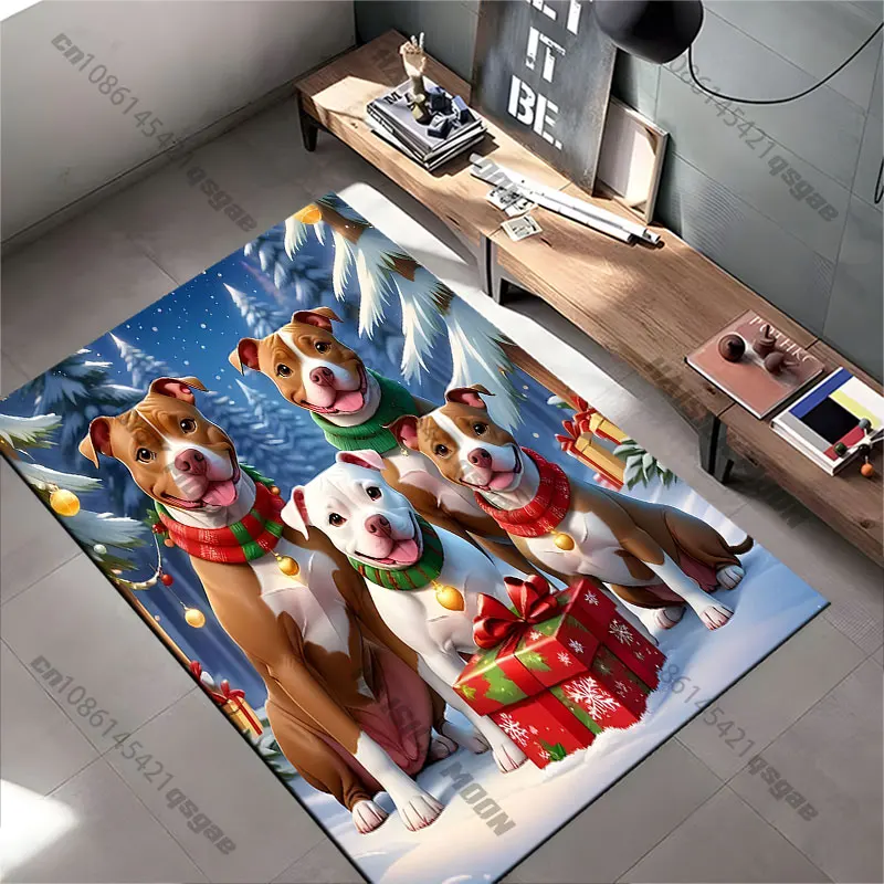 Festive dogs celebrating Christmas carpet Yoga living room room decor children's crawling mat doormat area rug games mat
