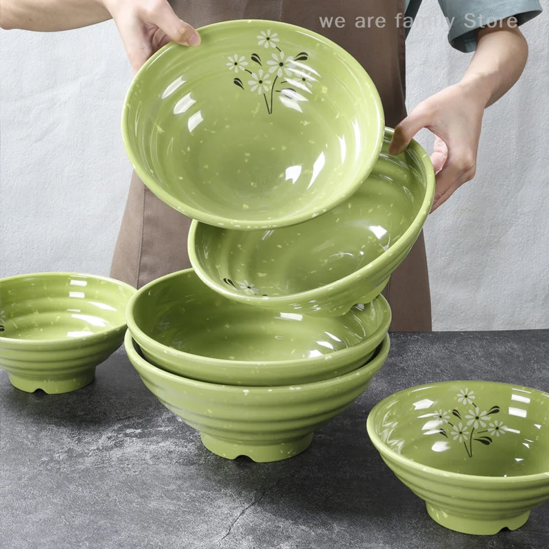 Ciotola per noodle in melammina resistente alla rottura Fiore addensato Ciotola grande Ciotola per zuppa Stoviglie per alimenti in plastica 7/8/9 pollici