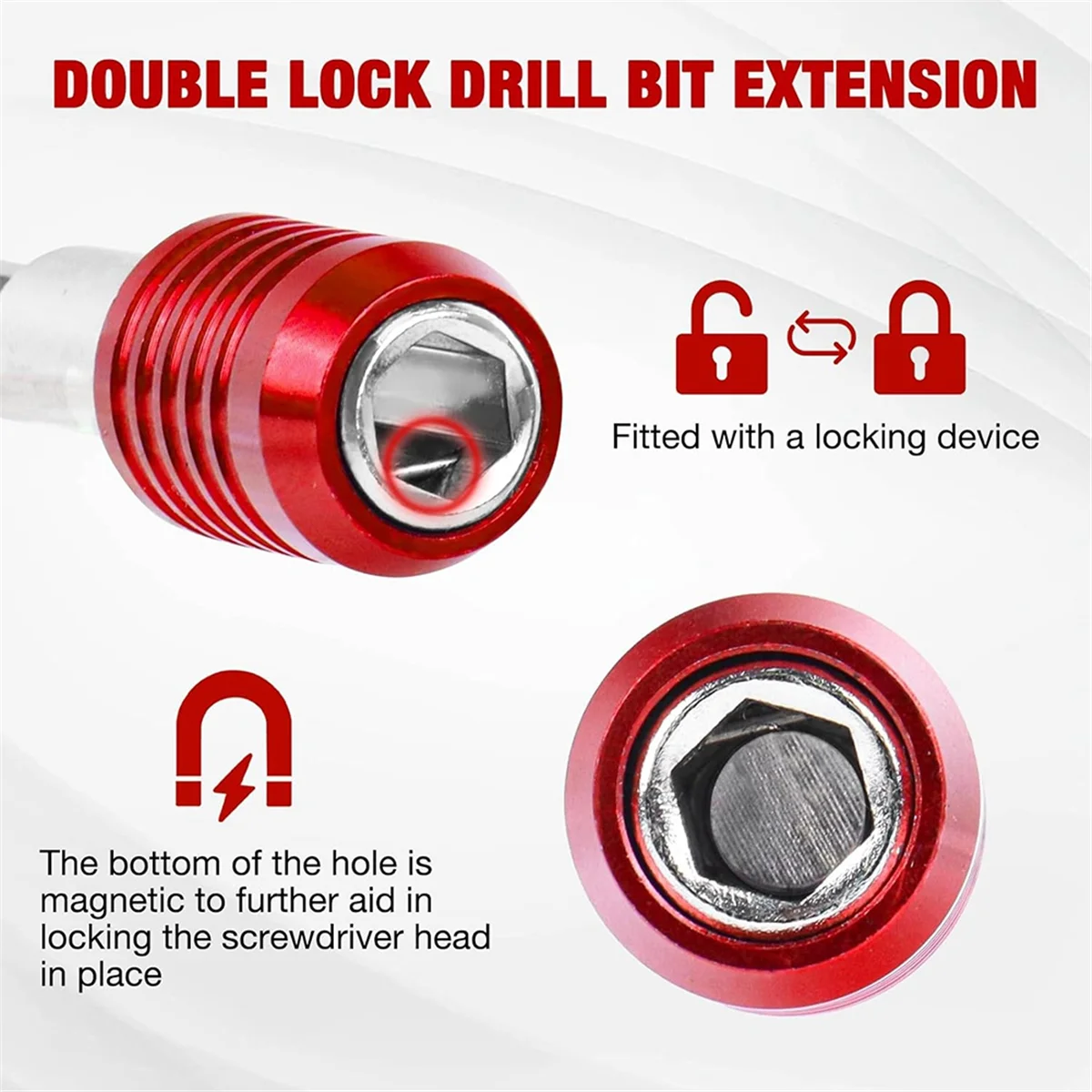 ABNJ Drill Bit Extension 2/4/6/12 Inch, Magnetic Bit Holder 4 Pcs, Drill Extension Bit Holder 1/4 Inch Hex Bit Holder