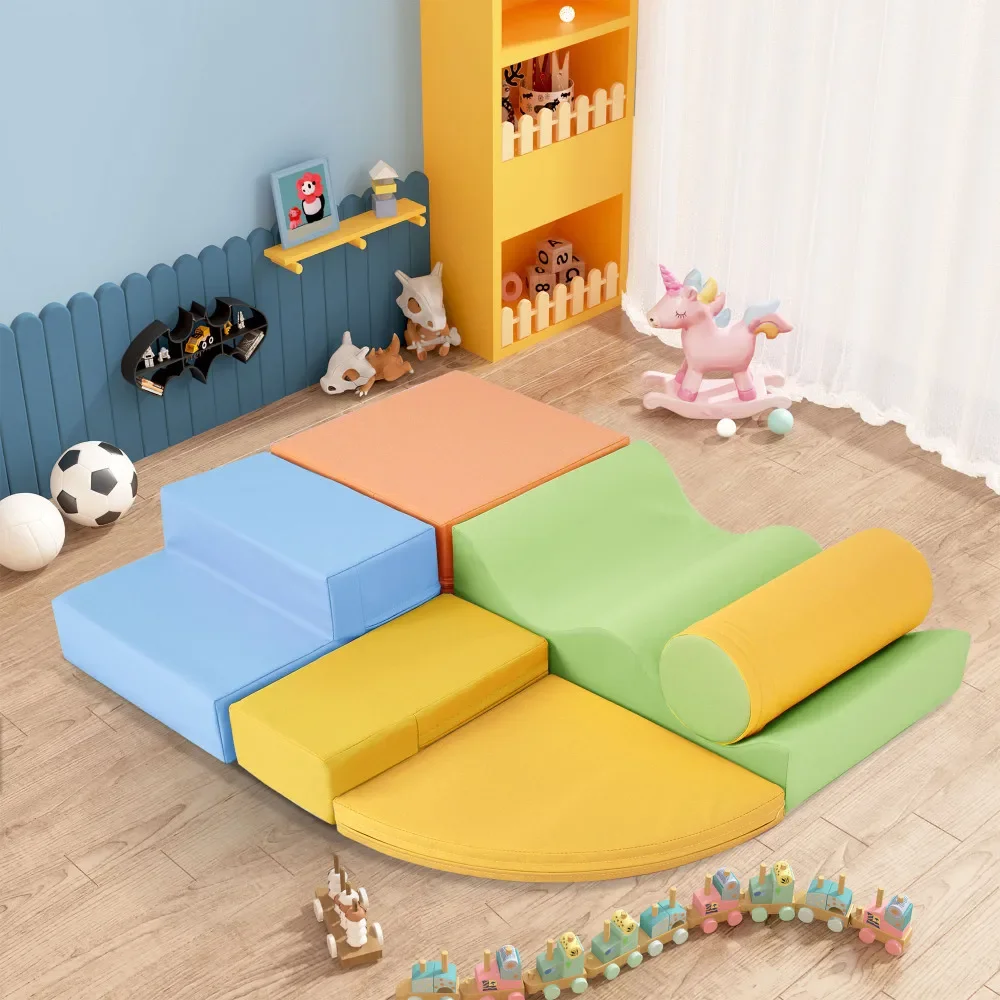 

Soft Climb and Crawl Foam Playset 6 in 1, Soft Play Tools Climb and Crawl Playground for Kids Crawling and Climbing Indoor