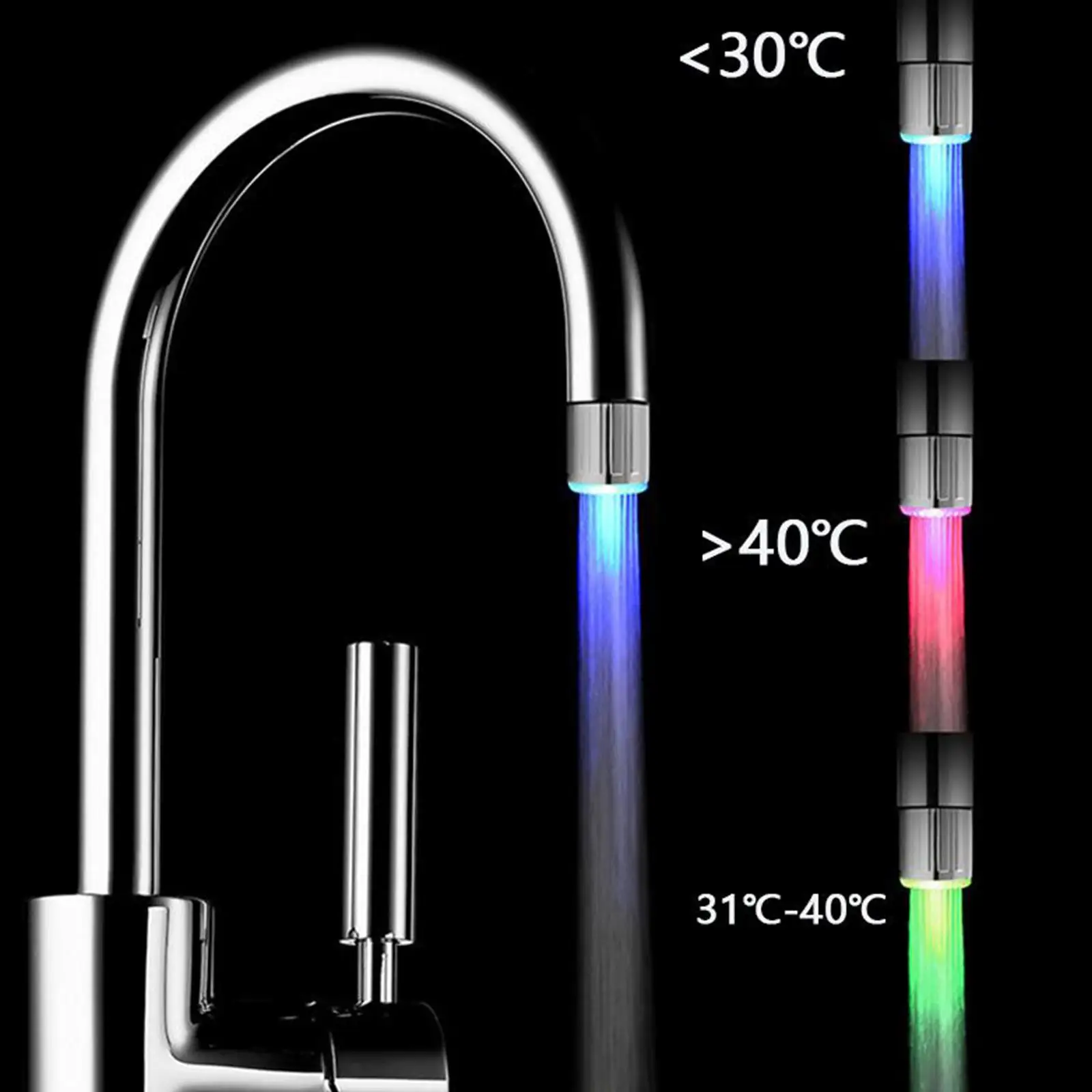 7-Color LED Color Change Faucet Change Automatically LED Faucet Head Glow Stream Light Faucet Aerator Tap For Kitchen Bathroom