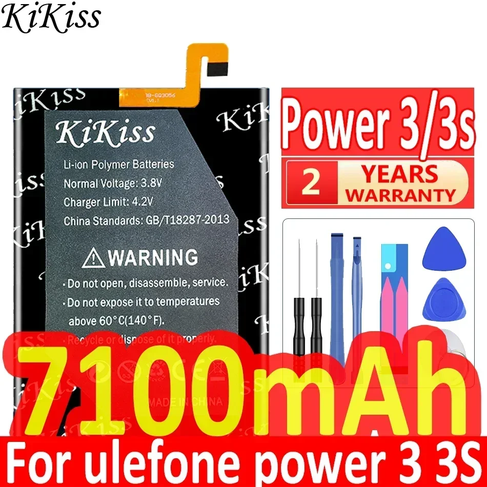 

Мощная батарея 7100 мАч KiKiss для Ulefone Power 3 3S запасные батареи для сотового телефона + Подарочные инструменты