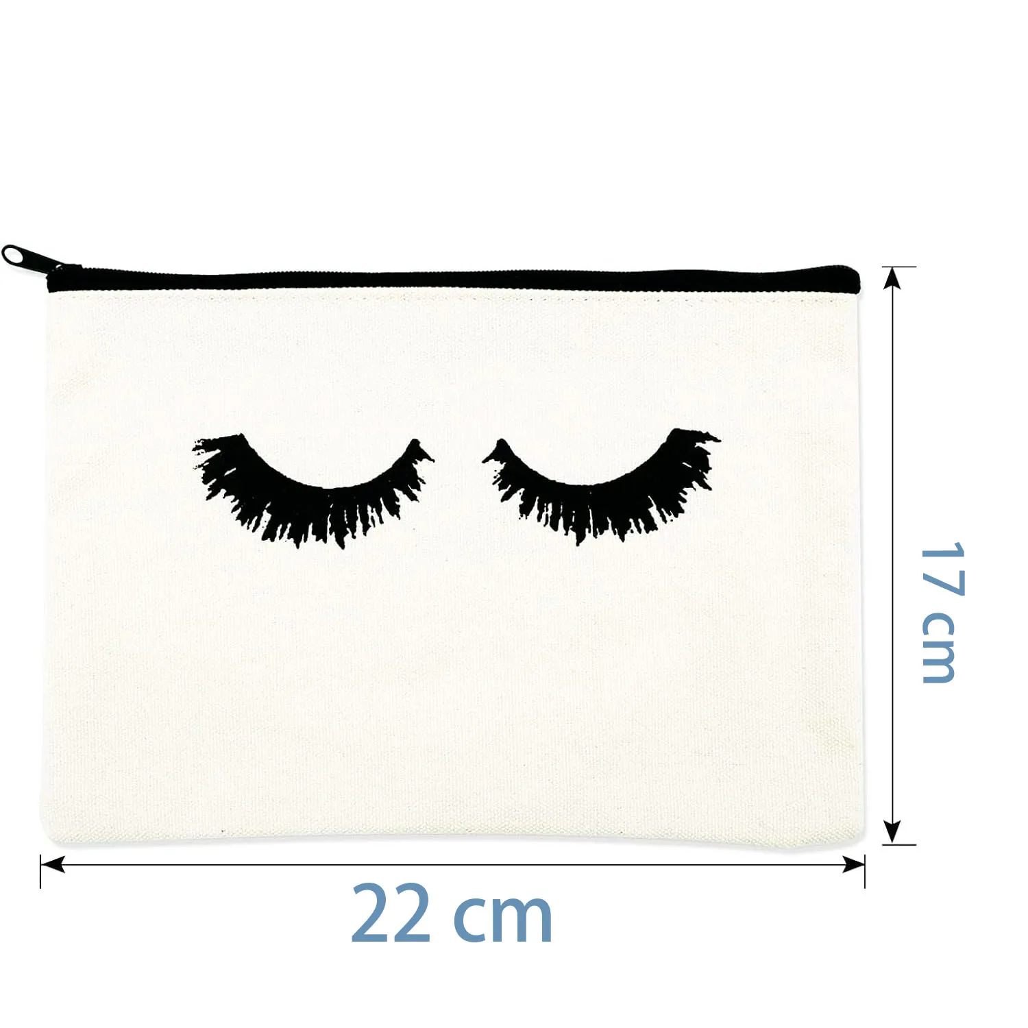 1 PCS Canvas Makeup Pouch Cosmetic Bag Travel Toiletry Case Eyelash Pattern with Zippered for party home decor supplies favors