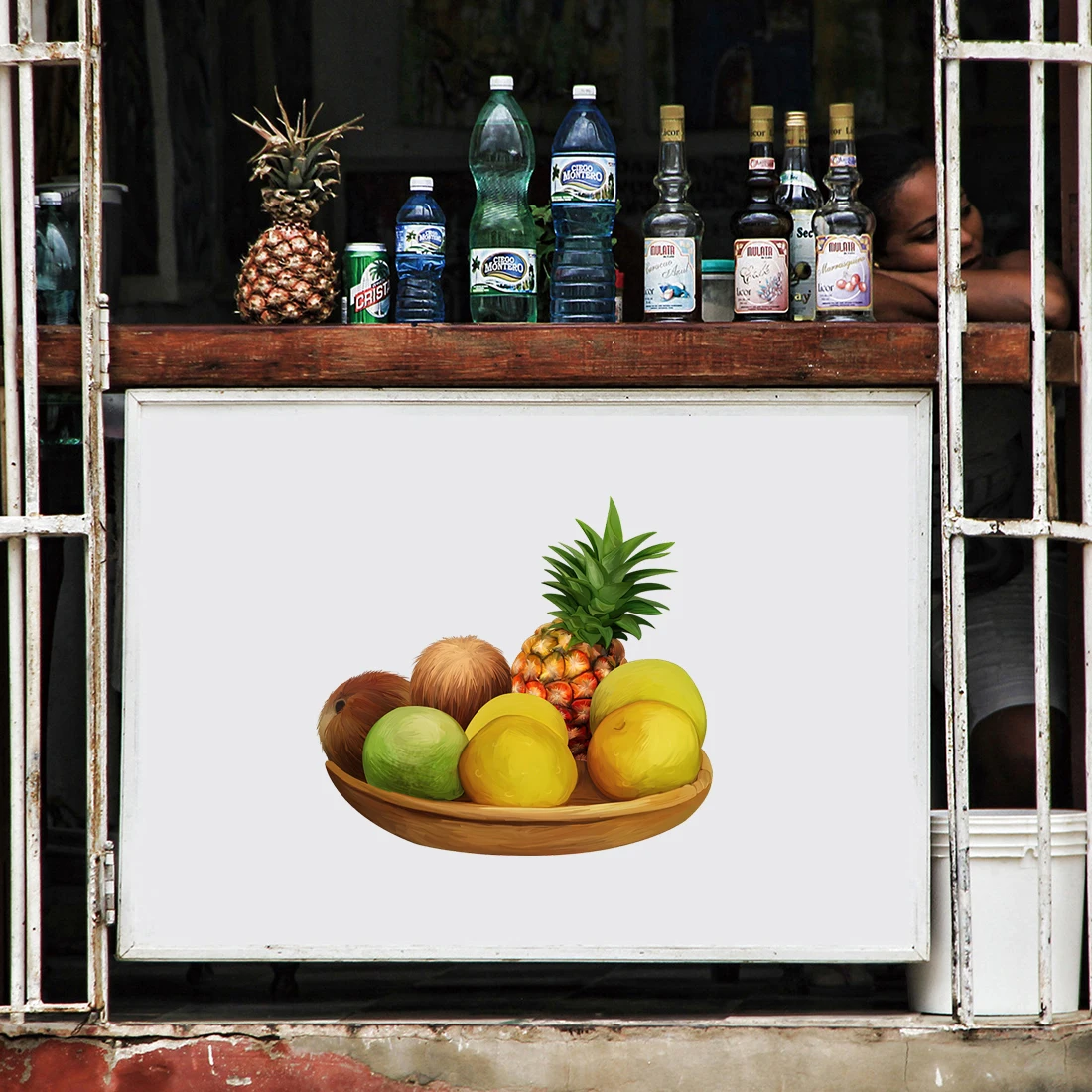 Three Ratels CO39 Pastoral color fruit basket self-adhesive wall sticker kitchen refrigerator decoration decal