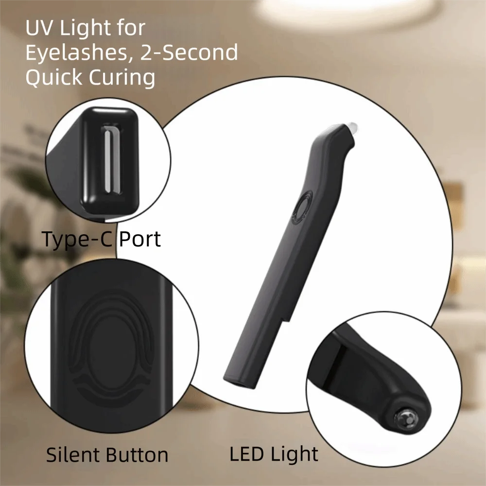 UV Curing Lash Tweezer Lamp Rechargeable Wireless Handheld Eyelash Extension Lamp Mini Size New Design Curing Lamp Home Use