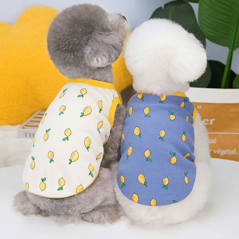 Lemon Pattern Dog Vest Shirt Pet Clothes Summer Dog Tshirt Pullover Costumes Puppy Sleeveless Dog Hoodie Vest For Small Dogs XXL