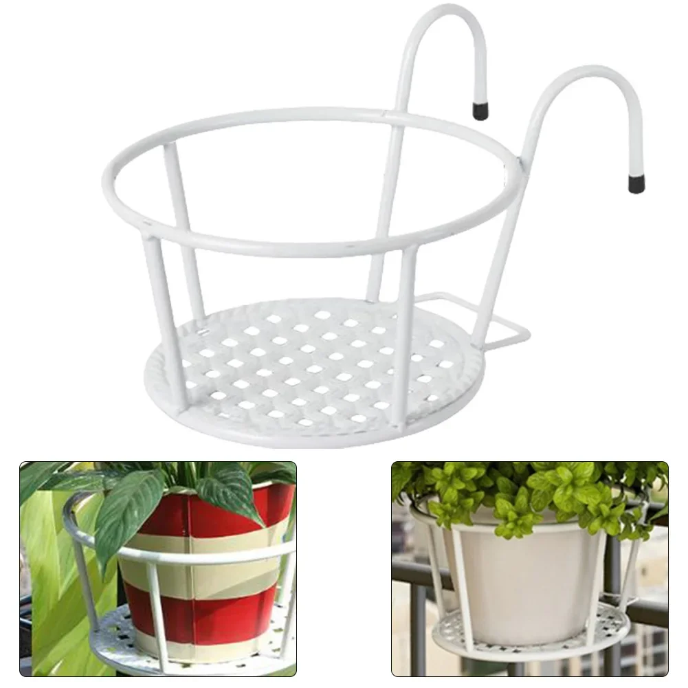 

4pcs Balcony Flower Rack Iron Railing Pot Plant Rack Hanging Basket Windowsill Hanging Orchid Green Wall Mounted Flower Stand