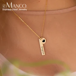 eManco Custom Necklace Engraving Gold color  Heart With Word 316 Stainless Steel  Pendant Necklace For Women/Man Gifts