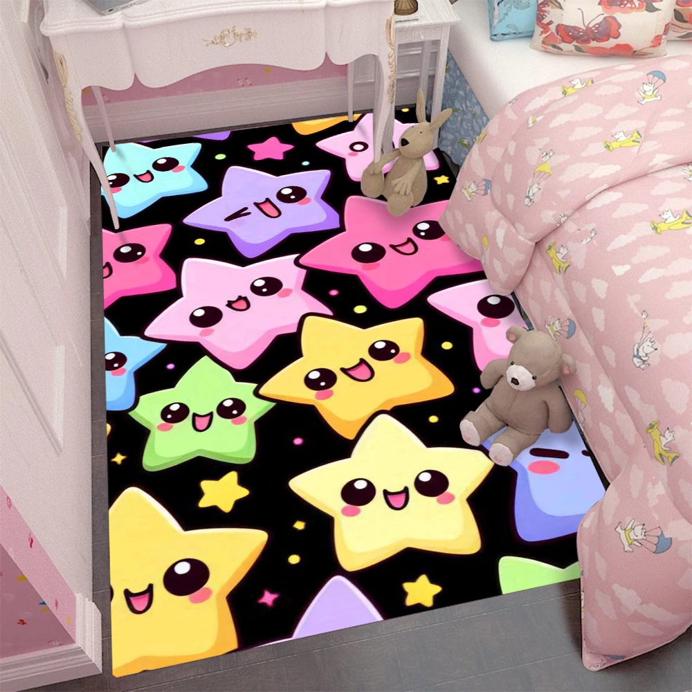 Cartoon Cute Star Carpet Living Room Kids Crawling Stars Play Mats Boy Girl Home Bedroom Bedside Decor Soft Non-slip Rugs