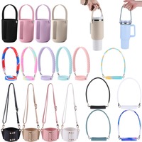 Silicone Water Bottle Strap 8-40oz Water Bottle Handle Carrier Water Bottle Holder Soft Grip Handle for Stanley Cup Accessories