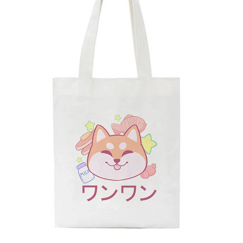 

Cute Cartoon Shiba Inu Canvas Shoulder Bag Women's Casual Tote Handbag Shopping Canvas Bag for Daily Outfits Beach Travel